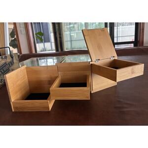 Umbra Tuck Natural Bamboo Freestanding Nesting Jewelry Box 5" x 5" x 5"